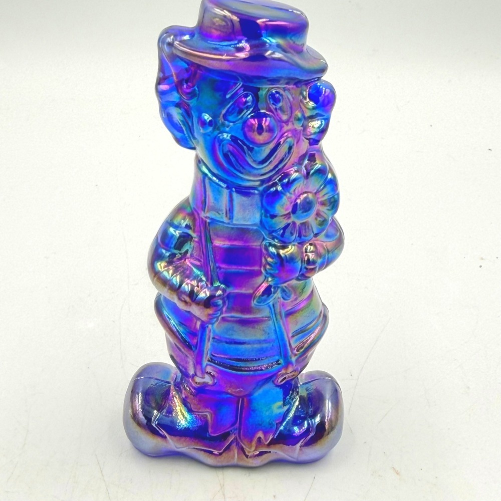 Boyd Art Glass Virgil Two-Faced Clown Cobalt Blue Amethyst Carnival Figurine